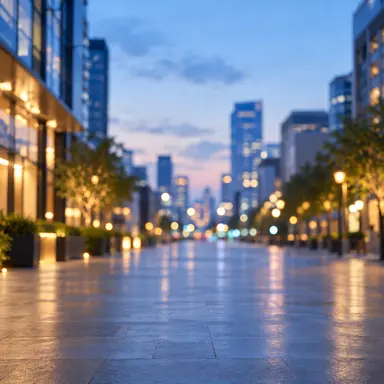 城市夜景：藍調街景與暖色燈光，適合人像與夜間主題。