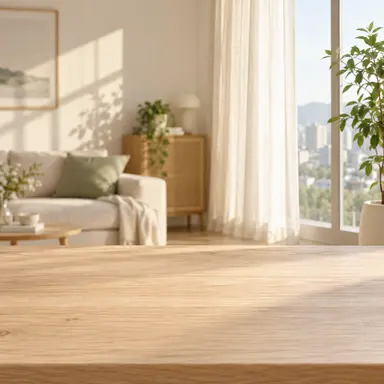 暖陽居家：木質桌面與暖陽，為生活用品加上居家氛圍。